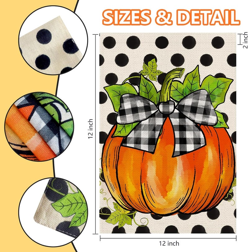 Agroon Hello Fall Pumpkin Garden Flag 12x18 Inch, Double Sided Autumn Thanksgiving Holiday Burlap Yard Flag for Outdoor Decoration - Image 5